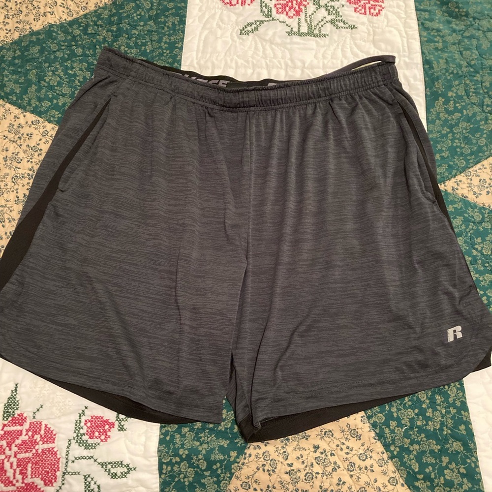Black and gray men’s athletic shorts
